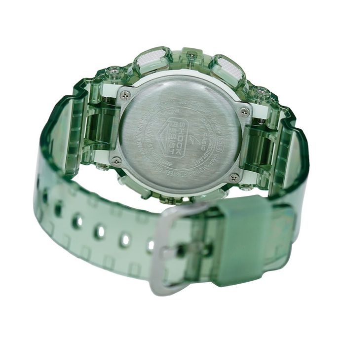 Metallic Shine Digital Analog Dial Green Transparent Resin Band