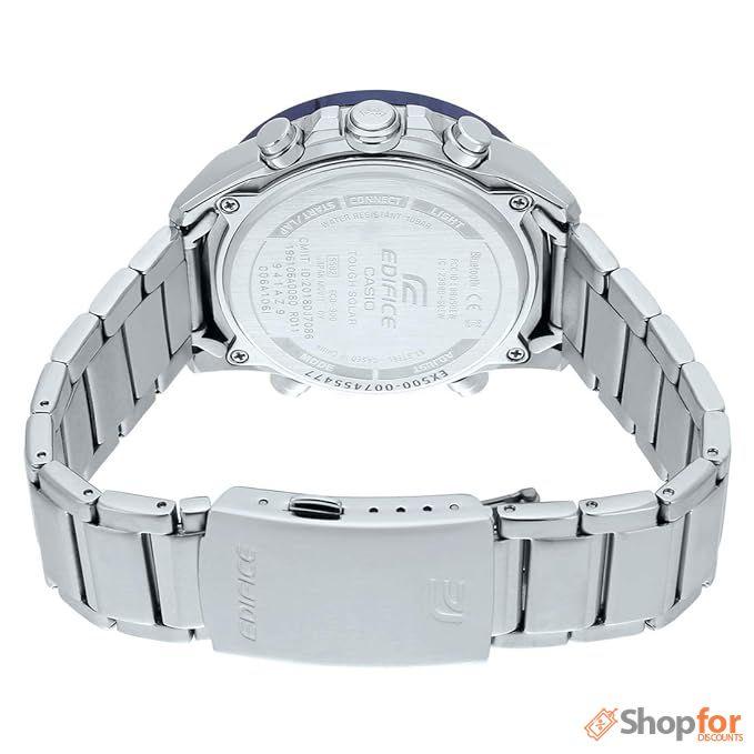 Bluetooth Analog-Digital Black Dial Men Watch Silver Metal Strap