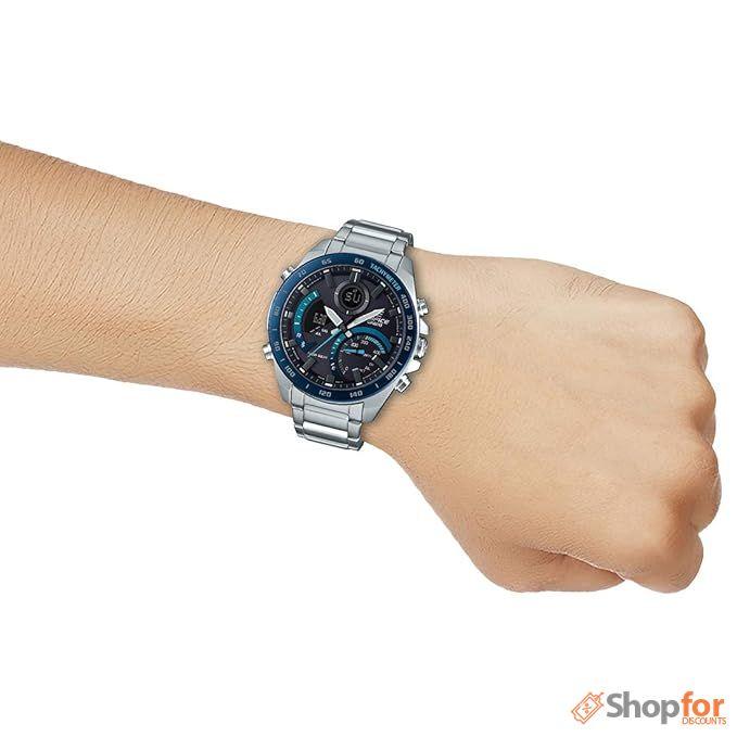 Bluetooth Analog-Digital Black Dial Men Watch Silver Metal Strap