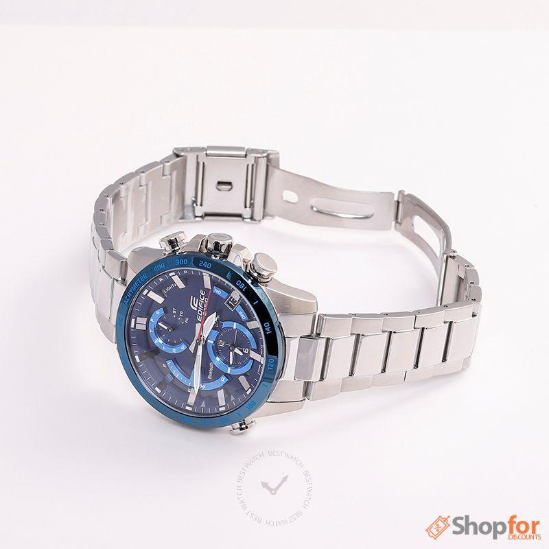 Bluetooth Smartphone Lap Chronograph SOLAR Blue Dial Stainless Steel Men's Watch