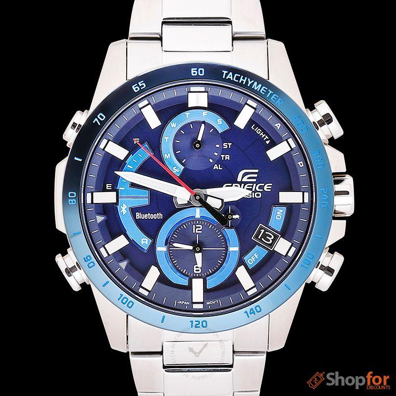 Bluetooth Smartphone Lap Chronograph SOLAR Blue Dial Stainless Steel Men's Watch