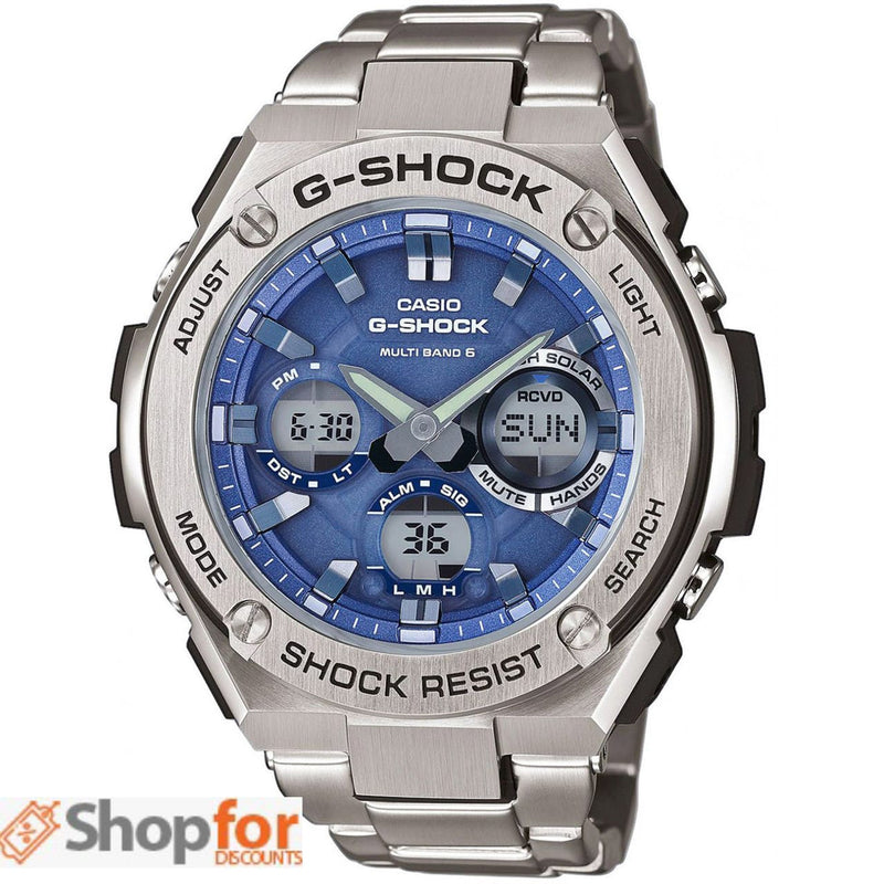 Bluetooth Smartphone  Steel Solar Radio  Blue Dial Watch